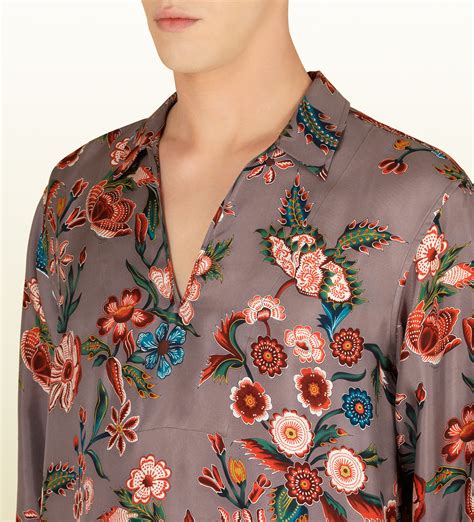 gucci flower print shirt|gucci floral print silk twill.